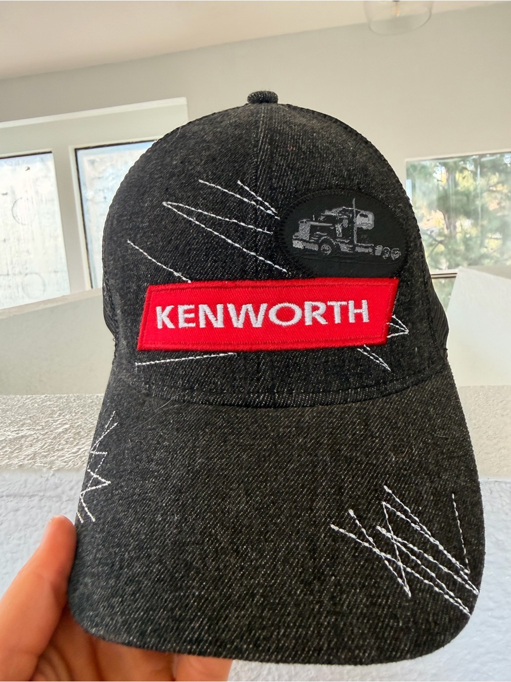 Kenworth Black Baseball Cap with Red Patch